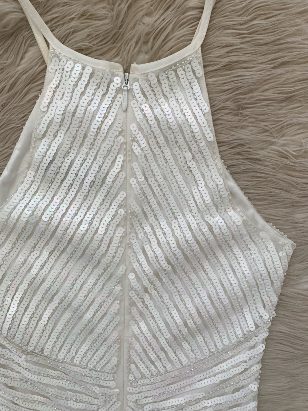 Lulus White Sequin Ace of Spades Bodycon Dress Sleeveless Cocktail Graduation S - Picture 9 of 15